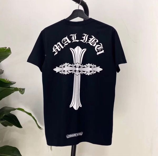 

2021 summer new fashion brand ch classic sanskrit horseshoe letter cross loose short sleeve t-shirt for men an, White;black