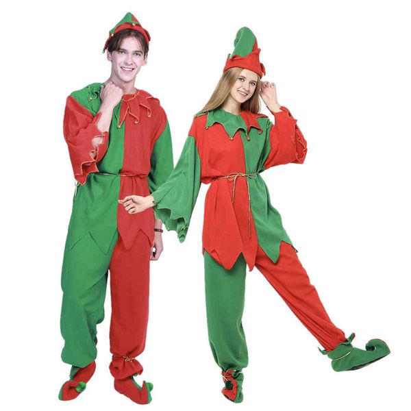 

christmas costume santa elf women men cosplay suits new year dress up, Black;red