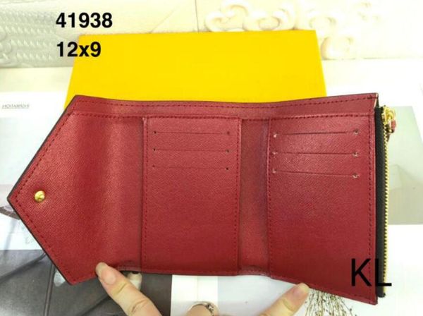 

woman m41938 zipper clutch flap button women victorine wallets exotic holder zipper coin classic purse bag card bags293k, Red;black