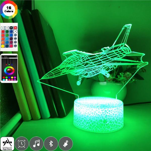

night lights jet aircraft projector light led kids room 3d neon atmosphere lamp touch switch nightlight boys birthday gift app control