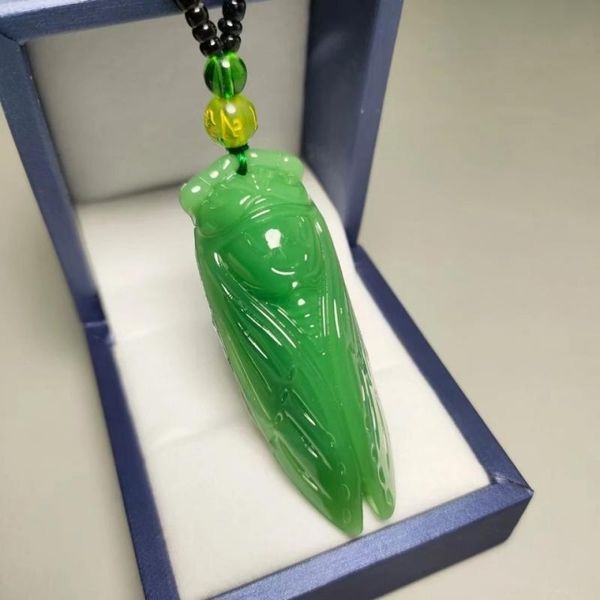 

pendant necklaces good wishes green resin cicada men and women travel leisure fashion necklace jewelry gift, Silver