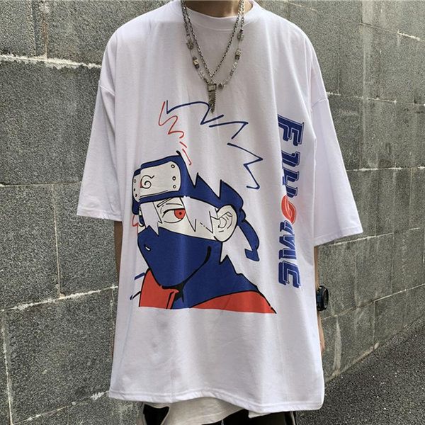 

men's t-shirts 2021 harajuku loose tshirt streetwear men summer amine cartoon t-shirt casual kawaii funny japan boys s-3xl, White;black