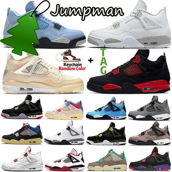 

2022 patent bred 4 4s sail mens basketball shoes sneakers university blue hyper royal black cat silver toe dark mocha fire red men women