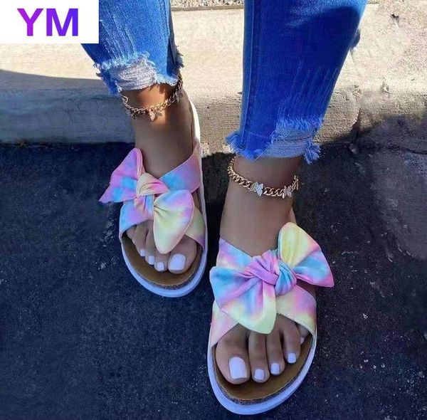 

fashion temperament braided charm bowknot open-toe flat slippers set foot vacation beach sandals casual flip flops women shoes, Black