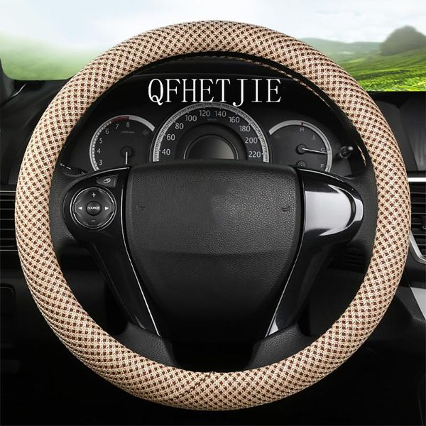 

steering wheel covers qfhetjie car cover ice silk linen universal breathable non-slip sweat-absorbent fashion interior