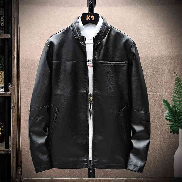 

leather men's casual coat korean fashion slim hsome 2021 new spring and autumn motorcycle leather jacket, Black;brown