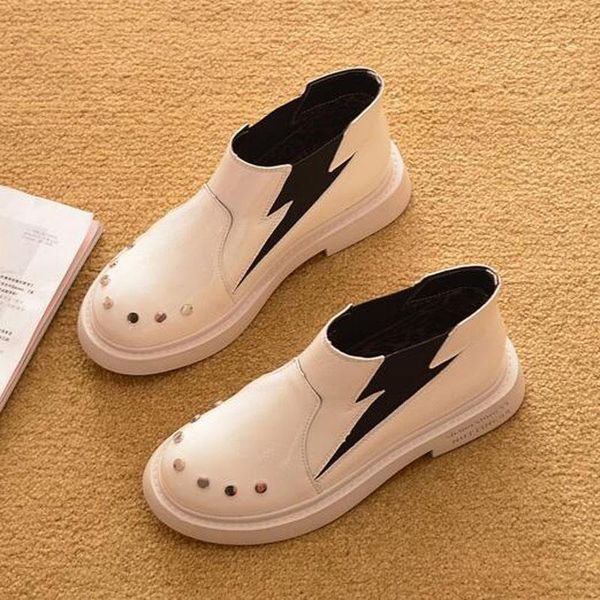 

patent leather ankle boots women spring autumn square high heel rivet round toe woman shoes white red black blue