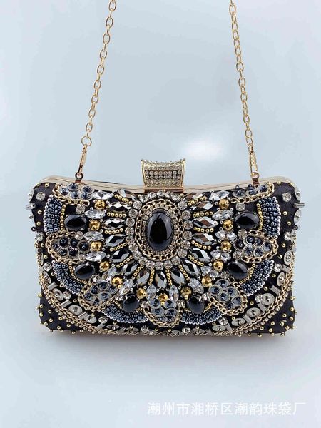 

banquet evening bag handmade box beaded black classic noble luxury