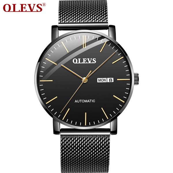 

olevs fashion men clock make mechanical stainless steel s luxury life waterproof relogio masculion, Slivery;brown