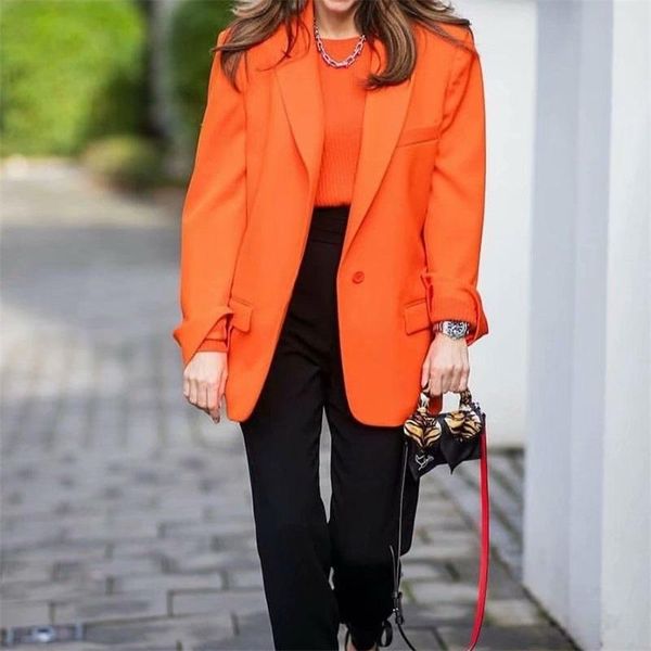 

women's suits & blazers women 2022 fashion oversized single button blazer coat vintage long sleeve welt pockets female outerwear street, White;black