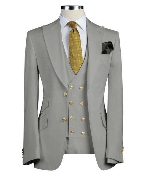 

men's suits & blazers men 3 pieces slim fit business groom army green noble grey white tuxedos for formal wedding suit(blazer+pants+ves, White;black