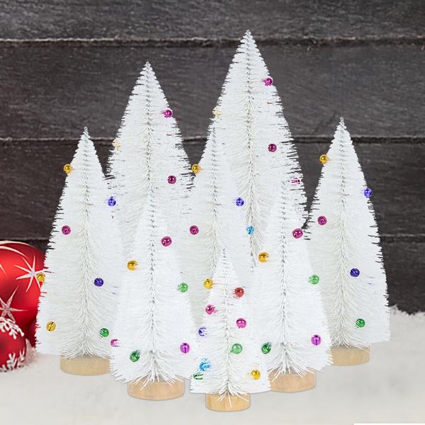 

christmas decorations creative 15/20/25/30cm white tree with colorful bells home table ornaments year xmas decorative frost pine