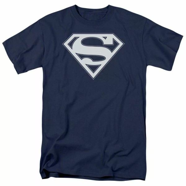 

superman navy & white shield t shirt mens licensed clark kent dc comics tee navy, White;black