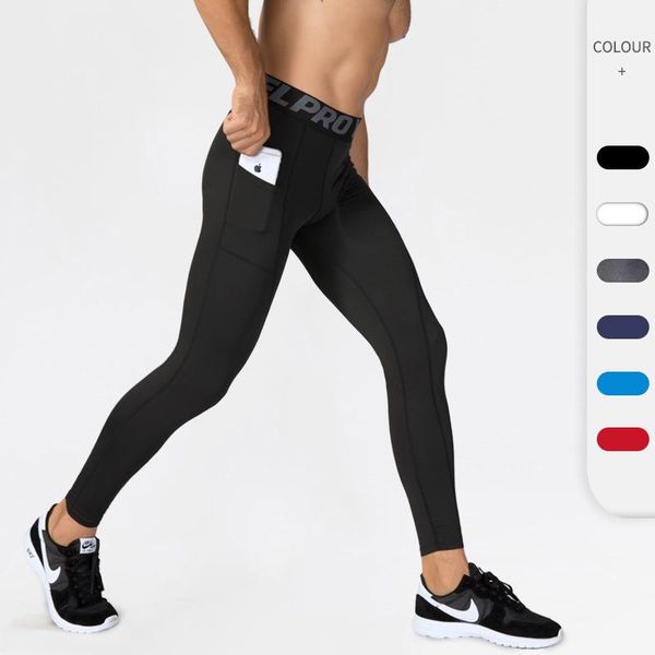 

running pants sport for men long gym with pockets training sports s~xxl compression fitness bodybulding, Black;blue