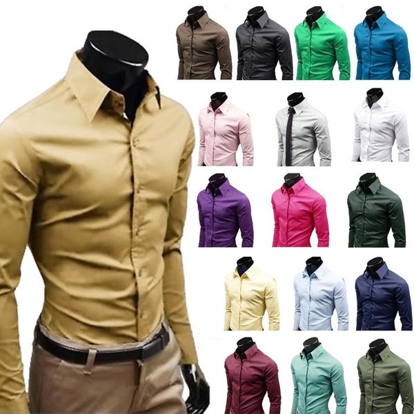 

men's dress shirts men formal business suit long sleeve office multi-color choice, White;black