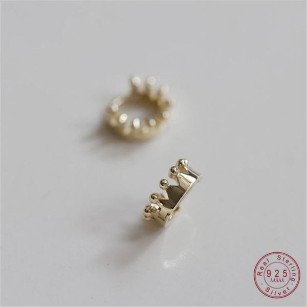 

stud 925 sterling silver lovely temperament crown earrings for women 14k gold plated wedding jewelry gift, Golden;silver