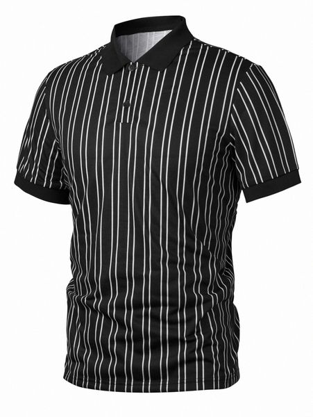 

men striped print polo shirt 72du#, White;black