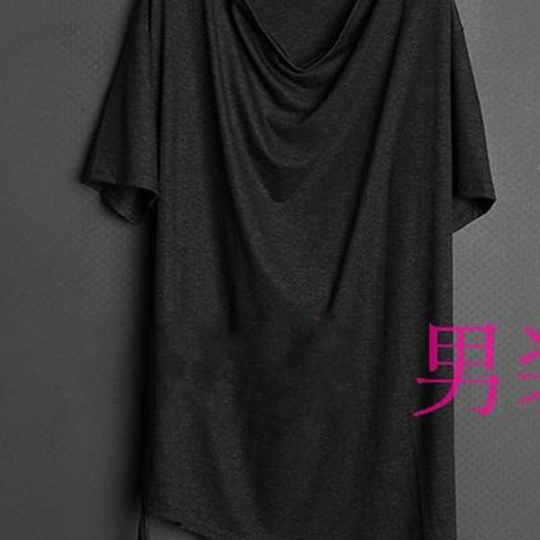 

2021 korean will see male fashion size large swallows tail oblique in sleeve short shirt vertical neck pyeup co llre, White;black