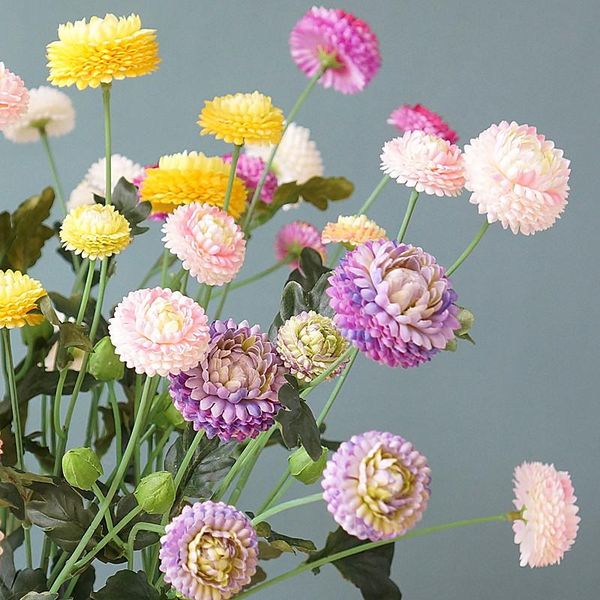 

decorative flowers & wreaths 5 heads spring chrysanthemum daisy flower branch with leaf artificial home decor