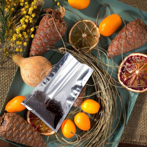 

100pcs aluminium foil bags portable semitransparent packaging storage