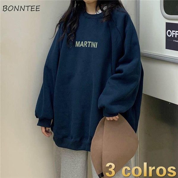 

hoodies women clothes feminino casual letter long sleeve o-neck baggy pullovers sweatshirts all-match outerwear stylish women's &, Black
