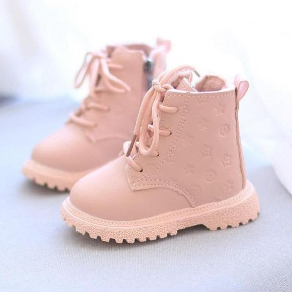 Botas Bebê Inverno Largo Quente Meninas Crianças Meninos Estampa Pu Plush Borracha Plana Sapato Casual Infantil Calçado Infantil