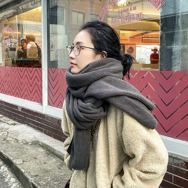 

scarf winter korean solid color imitation cashmere collar thickened warm long fashion versatile shawl for men and womenvip, Blue;gray