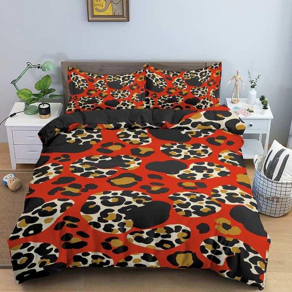 

bedding sets 3d leopard printed 2/3pcs duvet cover and pillow case eu/us/au/uk single twin full  king size