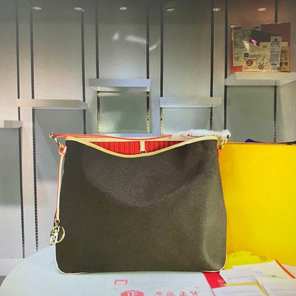 

n50156 calvi never oxidize leather bag mono flower fashion classic handbag women shopping totes woman shoulder bags, Red;black