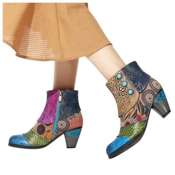 

boots leisure mature womens ankle short classic retro fashion hand stitched craft women's, Black