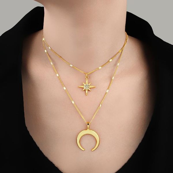 

pendant necklaces necklace jewelry europe and the united states cross-border accessories moon multi-layer woman, Silver