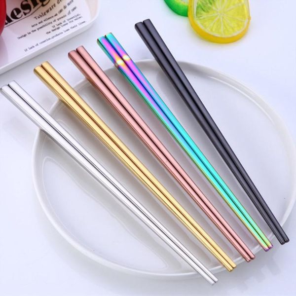 

1pair chopsticks 304 rainbow stainless steel tableware chinese japanese korean anti scald reusable kitchen accessorie