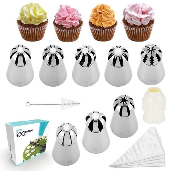 

baking & pastry tools spherical nozzle set silicone bag tips kitchen diy icing cream reusable bags cake decorating