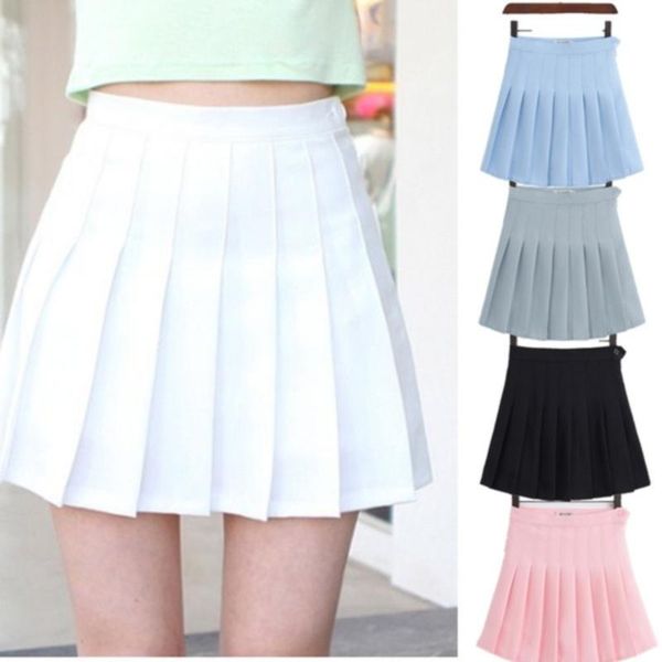 

pleated skirt student 2021 autumn winter preppy white black short cute korean ladies high-waisted a line skirts asian size