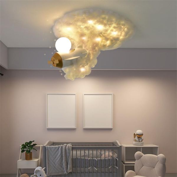 

ceiling lights cartoon cotton aircraft cloud children's room light bedroom nordic study restaurant led lamps fixtures