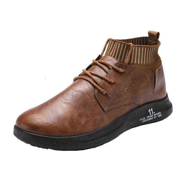 

casual men's sho in autumn and winter 2021 british busins four seasons soft soled dad's high top