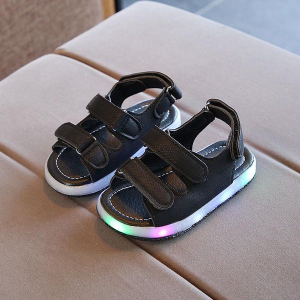 

sandals children's boys flashing light breathable child baby children non-slip sport, Black;red