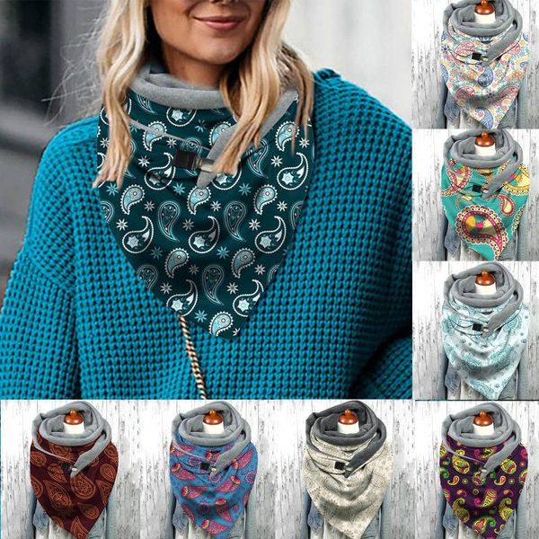 

scarves winter scarf for women printing with clips soft wrap casual warm shawls foulard femme neck bandana l3, Blue;gray