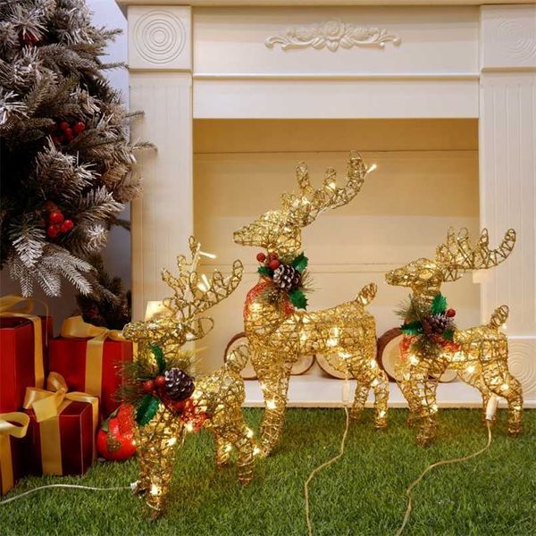 30/40/50CM Gold Hirsch Elch Weihnachten Dekoration Ornamente Baum Szene Für Home Decor Navidad Jahr 211105