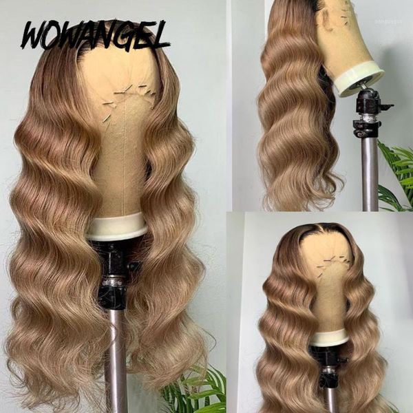 

loose wave lace front wig ombre virgin colored human hair wigs deep frontal remy pre plucked brazilian1, Black;brown