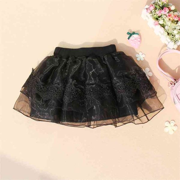 Promoção Girls Saias Verão Crianças Crianças Preto Tutu Fluffy Fluffy Lace Tule Miniskirt School Girl 210622