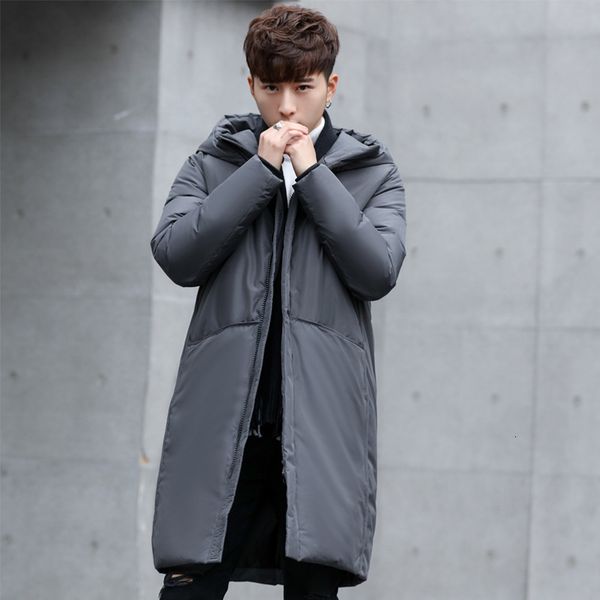 

downs men's fashionable long hooded thick cotton winter coat, Black