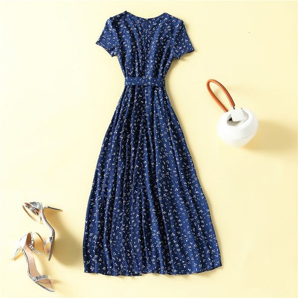 

capris korean fashion 2021 summer ladies v-neck color block floral print short sleeve casual dark blue long maxi, Black;gray