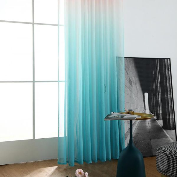 

curtain & drapes 1pc gradient color tulle sheer window curtains modern voile organza for living room long