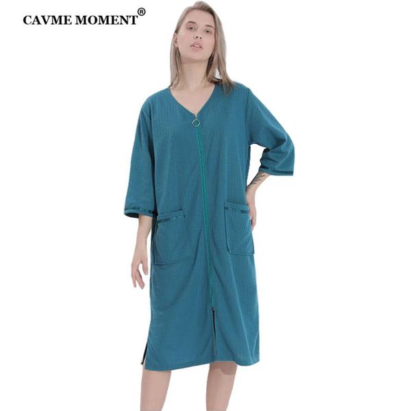 

women's sleepwear cavme thin waffle white robe zipper bathrobe logo custom spa kimono women men's nightgown plus size, Black;red