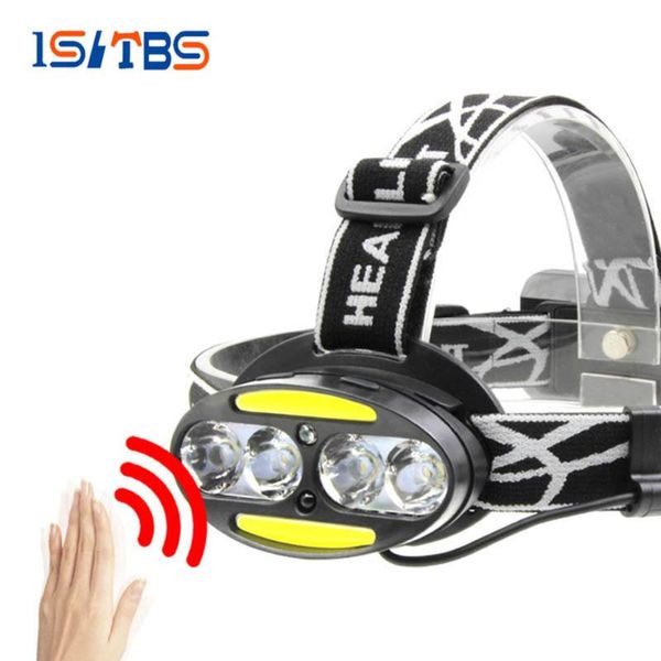 

headlamps led induction headlamp sensor headlight cob+t6 outdoors waterproof zoomable usb rechargeable 18650 battery camping hiking light