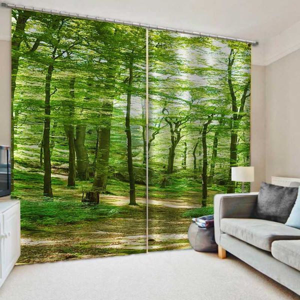 

curtain & drapes 2021 style 3d forest landscape curtains for living room bedroom green nature scenery