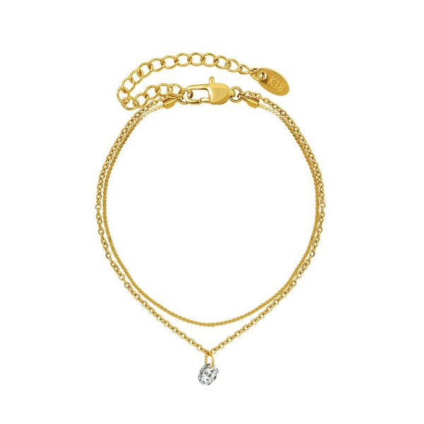 

link, chain charm large cubic zirconia bracelets men accessories simple double layers stainless steel bangles for women wholesale bulk, Black