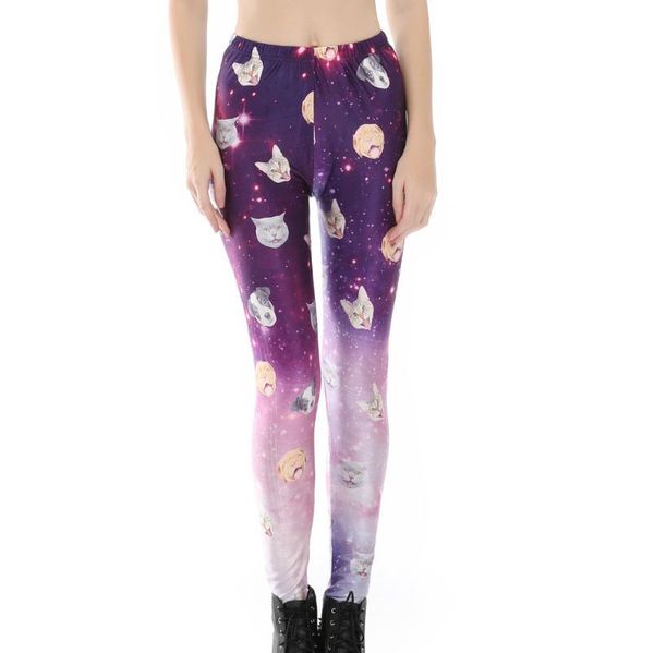 

women's leggings 2021 women cats & dogs print slim fit thin elastic polyester cos party pants casual trousers drop, Black