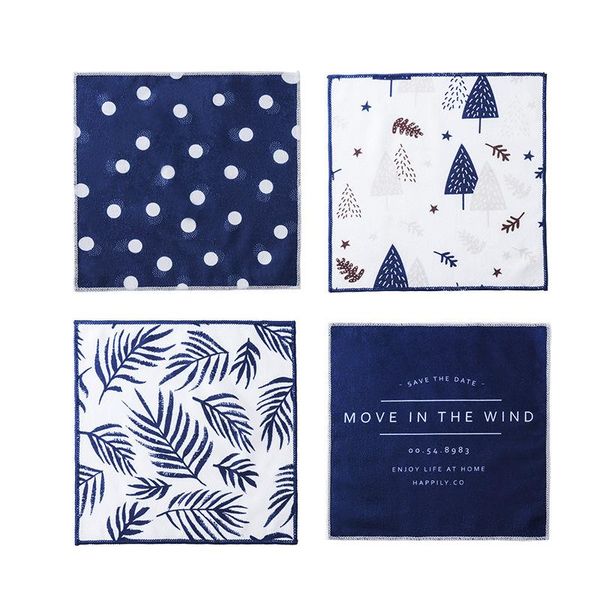 

cleaning cloths 4pcs printed duster cloth water-absorbing soft kitchen scouring pad for dishes glass polyester 30x30cm